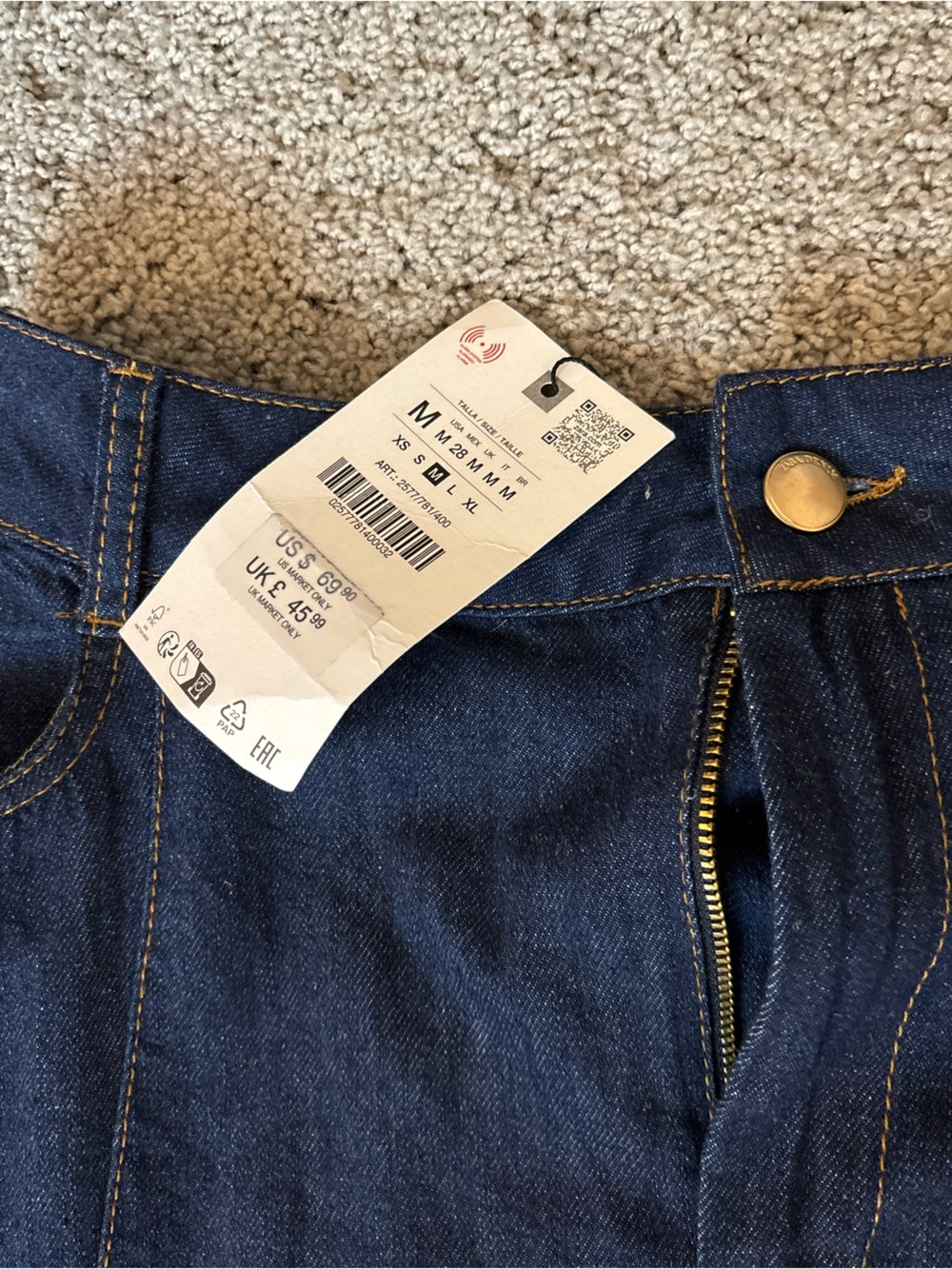 Zara Dark Blue Denim Midi Skirt - Picture 2 of 3